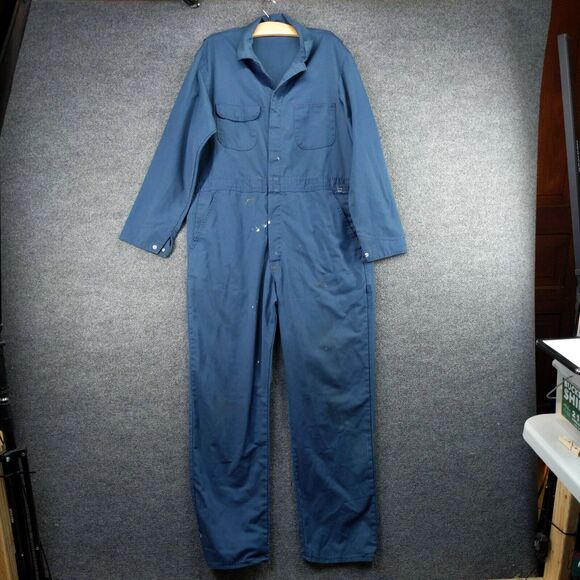 Big Mac Utility Work Uniform Coveralls Size 42x31.5 Blue Long Sleeve Carpenter - Picture 2 of 12